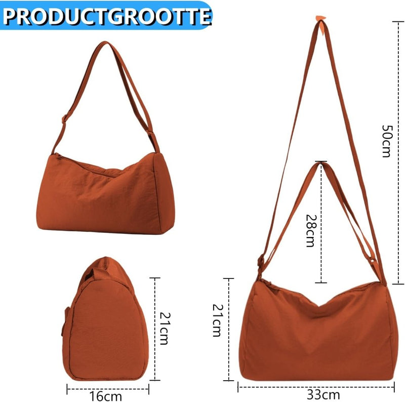 Laden Sie das Bild in Galerie -Viewer, Kleine sporttas dames 33 x 21 cm van waterafstotend nylon met verstelbare schouderriem – gymtas – fitnessschoudertas - happygetfit.com
