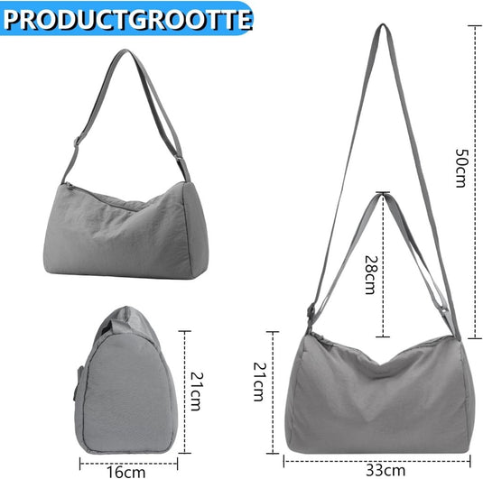 Kleine sporttas dames 33 x 21 cm van waterafstotend nylon met verstelbare schouderriem – gymtas – fitnessschoudertas - happygetfit.com