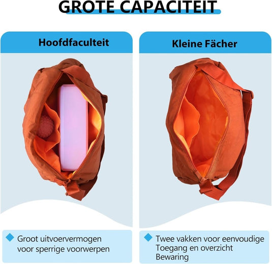 Kleine sporttas dames 33 x 21 cm van waterafstotend nylon met verstelbare schouderriem – gymtas – fitnessschoudertas - happygetfit.com