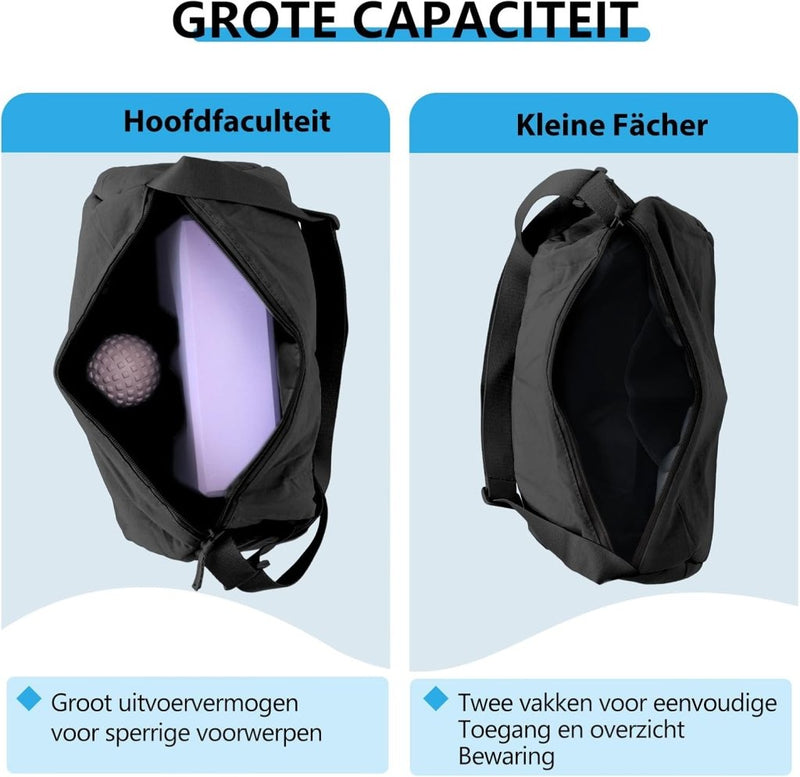 Laden Sie das Bild in Galerie -Viewer, Kleine sporttas dames 33 x 21 cm van waterafstotend nylon met verstelbare schouderriem – gymtas – fitnessschoudertas - happygetfit.com
