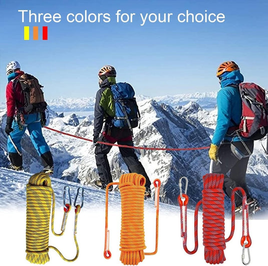 Klimtouw 10 m 8 mm – statisch veiligheidstouw met karabijnhaken | outdoor, kamperen - happygetfit.com