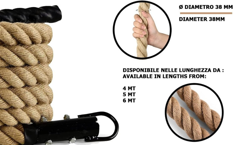 Załaduj obraz do przeglądarki galerii, Klimtouw 38 mm van hennep – 4/5/6 m – fitnesstouw voor krachttraining, crosstraining en spiertraining – tot 220 kg - happygetfit.com
