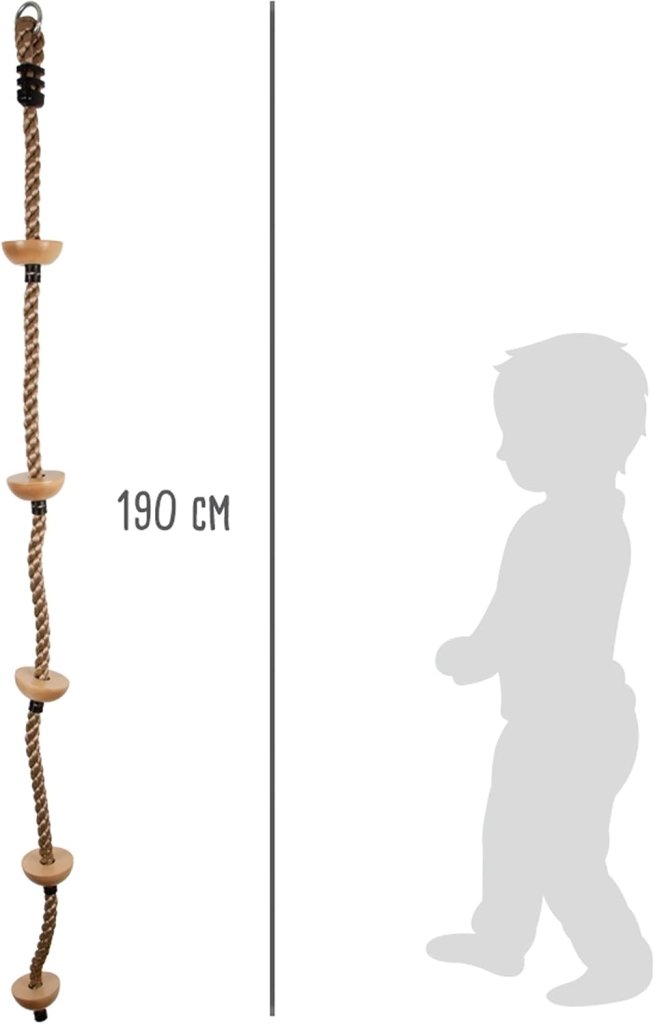Laden Sie das Bild in Galerie -Viewer, Klimtouw Kinderen met Houten Treden – 190 cm – Boomhut Klimspeelgoed &amp; Schommel Accessoire – Tot 100 kg – Vanaf 3 Jaar - happygetfit.com
