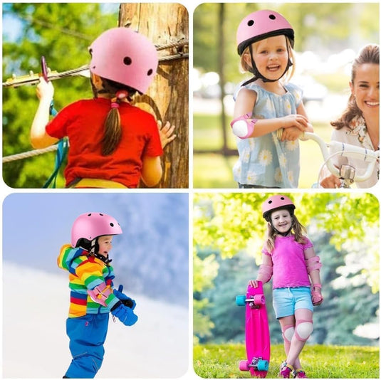 Kniebeschermers Kinderen met Helm, 7-in-1 Helm en Beschermers Set Knieschilden Inline Skates Kinderen Beschermingsuitrusting voor Inline Skates Skateboard Fiet longboard, stuntscooter - happygetfit.com