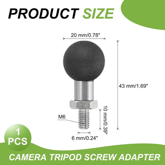 Kogeladapter 1 inch met M6 schroefdraad van roestvrij staal – ball mount adapter – camera accessoires - happygetfit.com