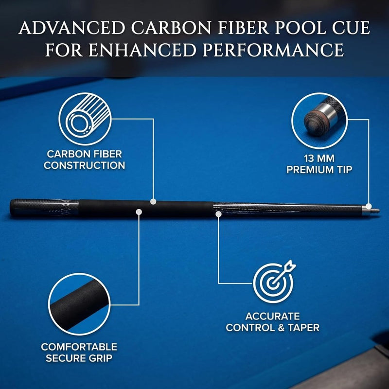 Chargez l'image dans la visionneuse de la galerie, Koolstofvezel Biljartkeu met 13 mm Tip – Professionele Pool Cue met Rubberen Bumper - happygetfit.com

