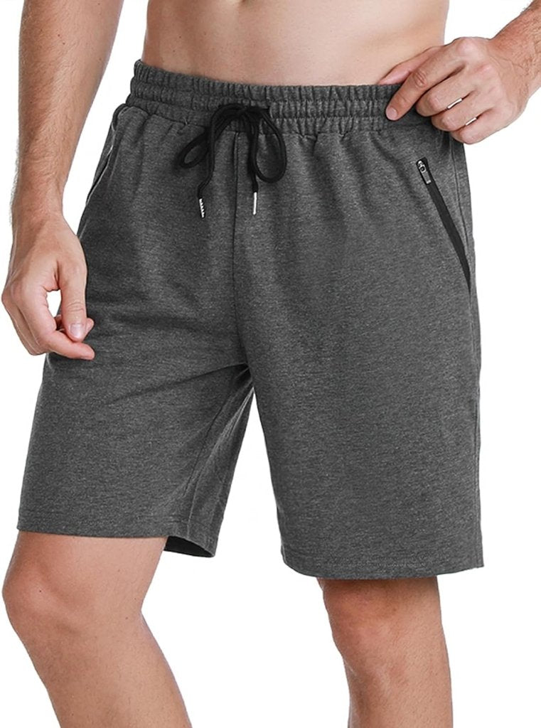 Carica immagine in Galleria Viewer, Korte sportbroek heren van 100% katoen met ritszakken en verstelbaar trekkoord – fitnessshort – joggingbroek - happygetfit.com
