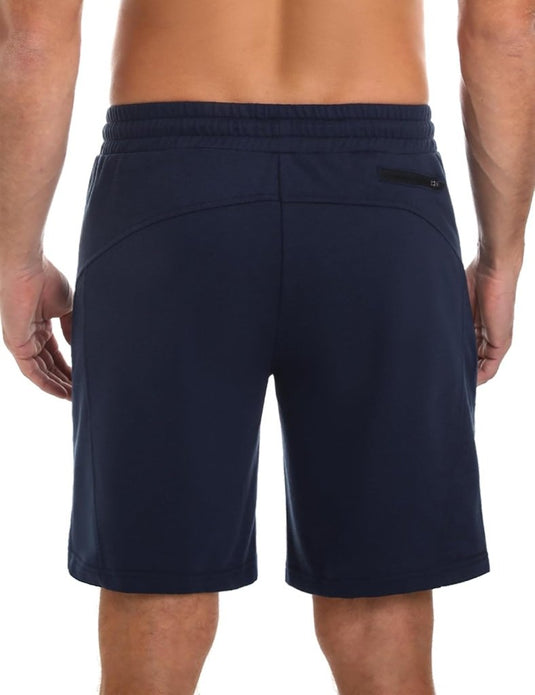 Korte sportbroek heren van 100% katoen met ritszakken en verstelbaar trekkoord – fitnessshort – joggingbroek - happygetfit.com