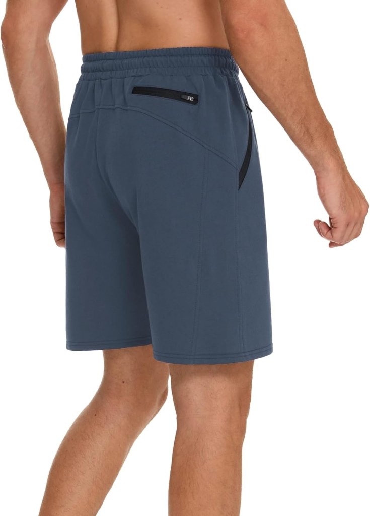 Carica immagine in Galleria Viewer, Korte sportbroek heren van 100% katoen met ritszakken en verstelbaar trekkoord – fitnessshort – joggingbroek - happygetfit.com
