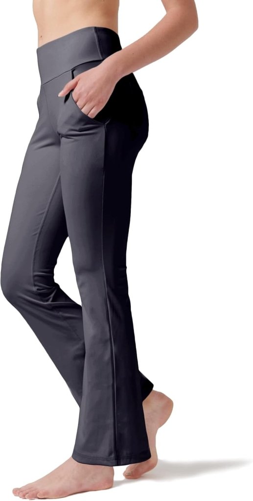 LaiEr Yogabroek Voor Dames Met 4 zakken Hoge Taille Werkbroek 4-way Stretch Tummy Control Lange Flare Broek - happygetfit.com