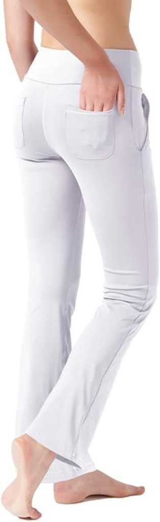 LaiEr Yogabroek Voor Dames Met 4 zakken Hoge Taille Werkbroek 4-way Stretch Tummy Control Lange Flare Broek - happygetfit.com