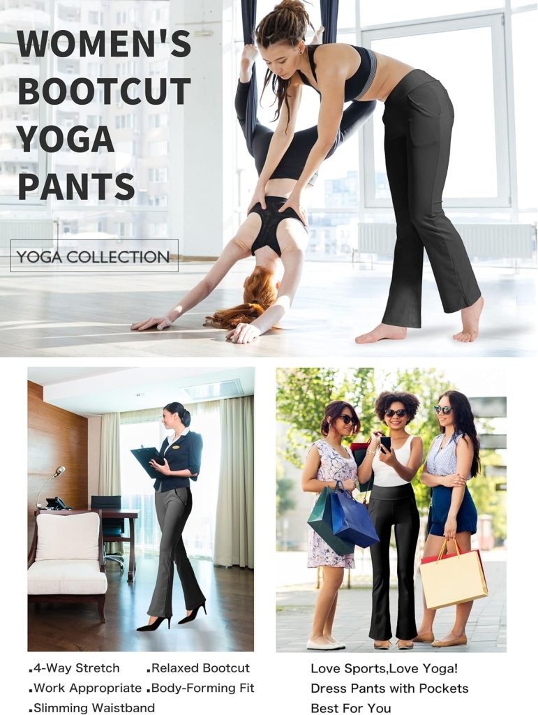 Laad afbeelding in Galerijviewer, LaiEr Yogabroek Voor Dames Met 4 zakken Hoge Taille Werkbroek 4-way Stretch Tummy Control Lange Flare Broek - happygetfit.com
