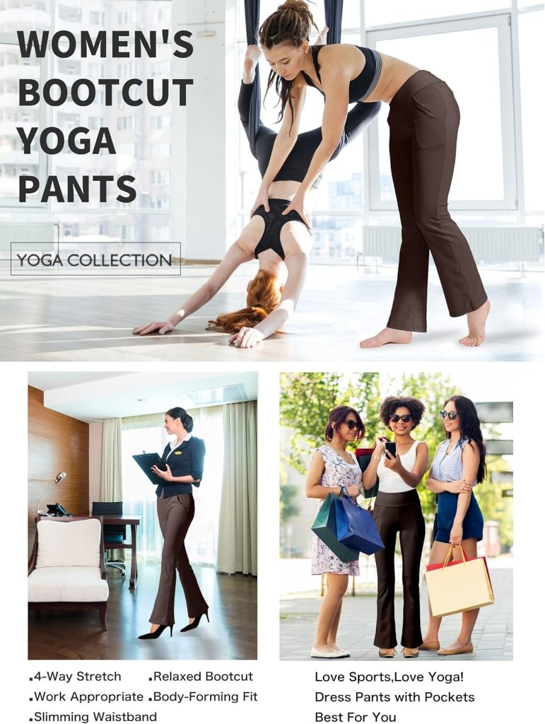 Laad afbeelding in Galerijviewer, LaiEr Yogabroek Voor Dames Met 4 zakken Hoge Taille Werkbroek 4-way Stretch Tummy Control Lange Flare Broek - happygetfit.com
