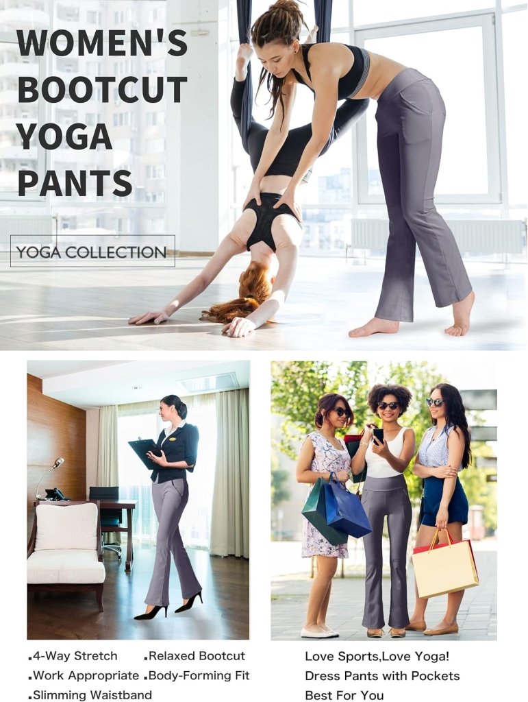 Laad afbeelding in Galerijviewer, LaiEr Yogabroek Voor Dames Met 4 zakken Hoge Taille Werkbroek 4-way Stretch Tummy Control Lange Flare Broek - happygetfit.com
