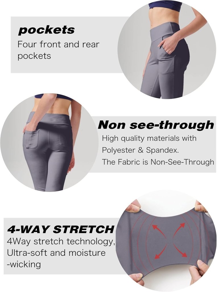 Laad afbeelding in Galerijviewer, LaiEr Yogabroek Voor Dames Met 4 zakken Hoge Taille Werkbroek 4-way Stretch Tummy Control Lange Flare Broek - happygetfit.com
