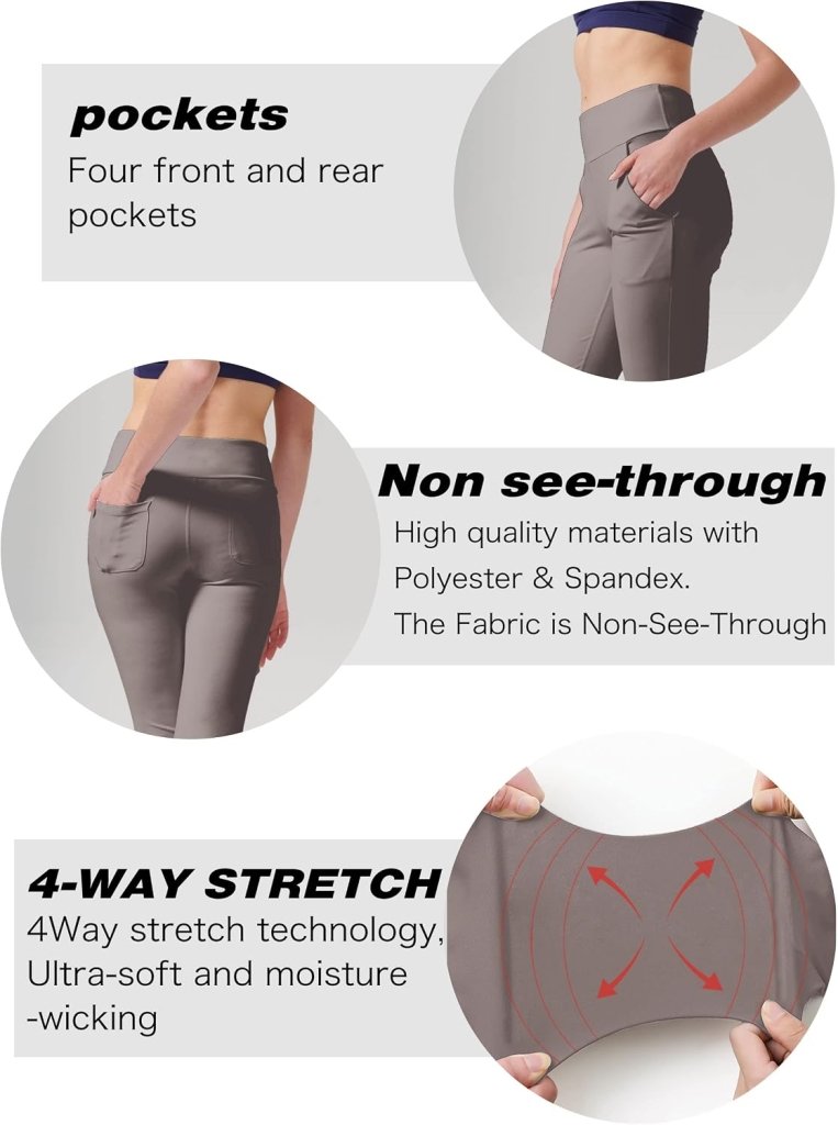 Laad afbeelding in Galerijviewer, LaiEr Yogabroek Voor Dames Met 4 zakken Hoge Taille Werkbroek 4-way Stretch Tummy Control Lange Flare Broek - happygetfit.com
