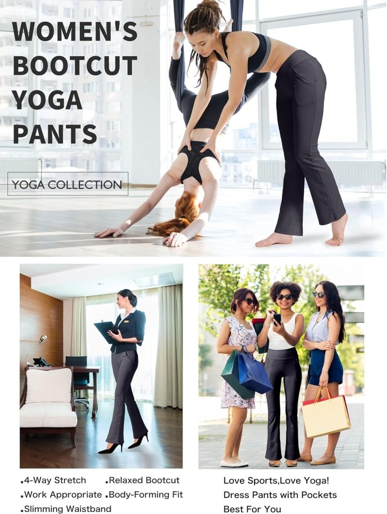 Laad afbeelding in Galerijviewer, LaiEr Yogabroek Voor Dames Met 4 zakken Hoge Taille Werkbroek 4-way Stretch Tummy Control Lange Flare Broek - happygetfit.com
