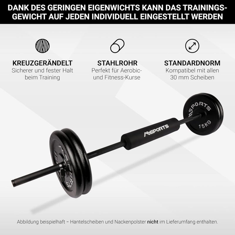 Laad afbeelding in Galerijviewer, Lange halterstang met veersluiting, 150 x 35 cm, voor halterschijven met 30 mm boring, lange halter - happygetfit.com
