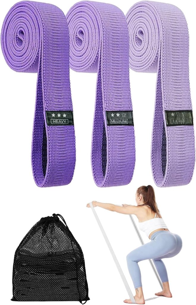 Załaduj obraz do przeglądarki galerii, Lange stoffen weerstandsbanden set 4 stuks met antislip en draagtas – fitnessbanden – resistance bands - happygetfit.com
