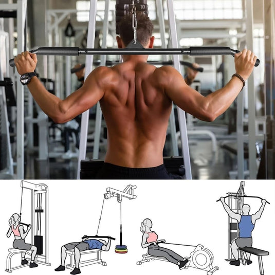Lat pulldown bar 40 of 102 cm met schuimhandgrepen tot 150 kg – kabelstang – biceps triceps stang - happygetfit.com