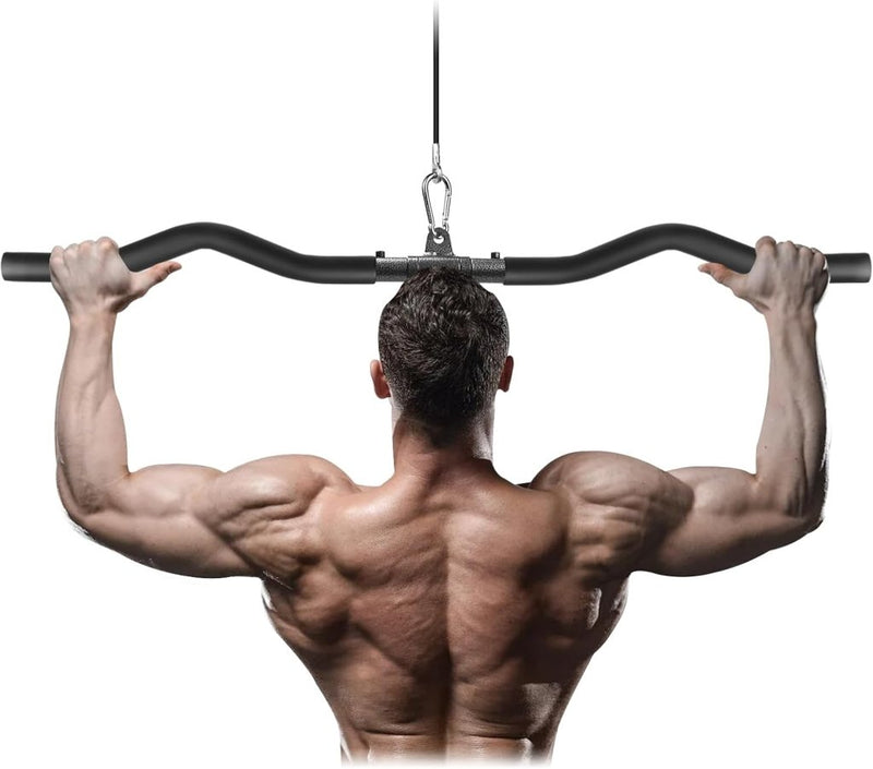 Załaduj obraz do przeglądarki galerii, Lat pulldown bar 85 cm met draaischarnier en antislip handgrepen – kabelstang – fitness accessoire - happygetfit.com
