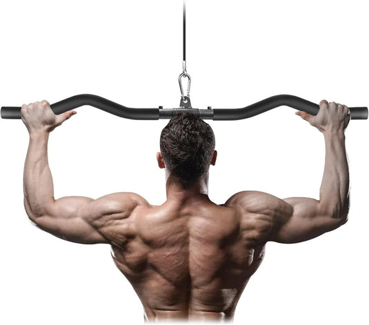 Lat pulldown bar 85 cm met draaischarnier en antislip handgrepen – kabelstang – fitness accessoire - happygetfit.com
