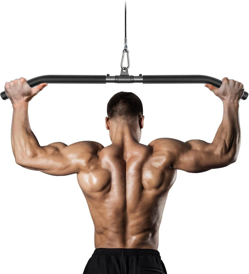 Load image into Gallery viewer, Lat pulldown bar 85 of 100 cm met EVA antislip handgrepen tot 130 kg – kabelstang – fitness accessoire - happygetfit.com
