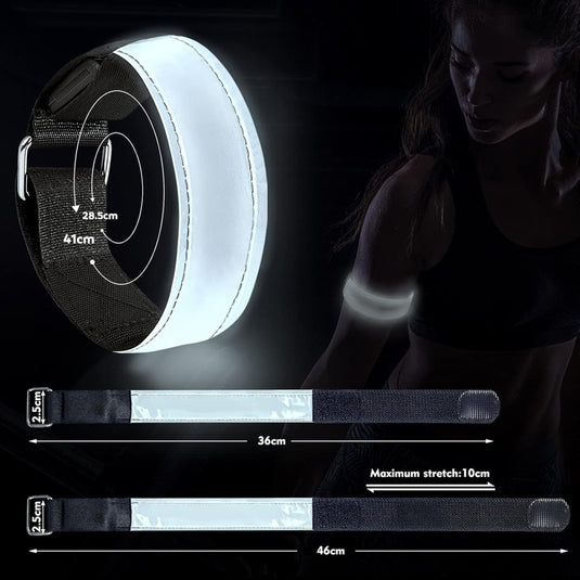 Led-armband, oplaadbaar, 2 stuks, lichtarmband, USB, reflectieformutie - happygetfit.com