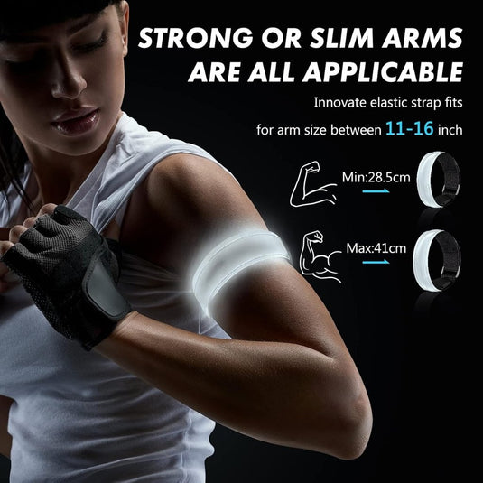 Led-armband, oplaadbaar, 2 stuks, lichtarmband, USB, reflectieformutie - happygetfit.com