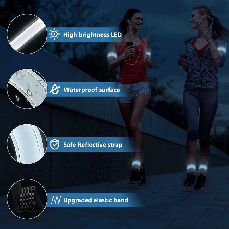 Load image into Gallery viewer, Led-armband, oplaadbaar, 2 stuks, lichtarmband, USB, reflectieformutie - happygetfit.com
