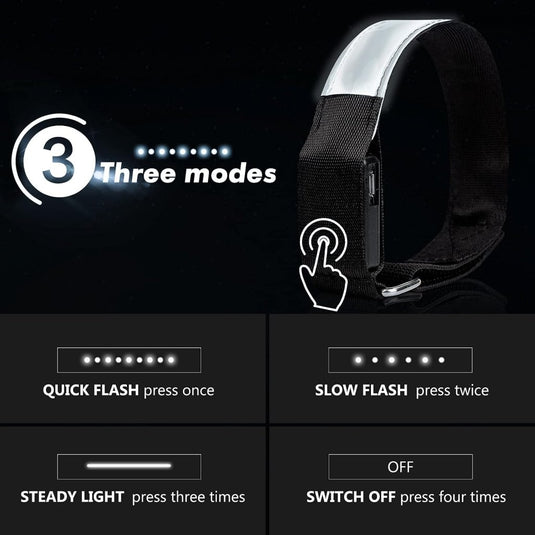 Led-armband, oplaadbaar, 2 stuks, lichtarmband, USB, reflectieformutie - happygetfit.com
