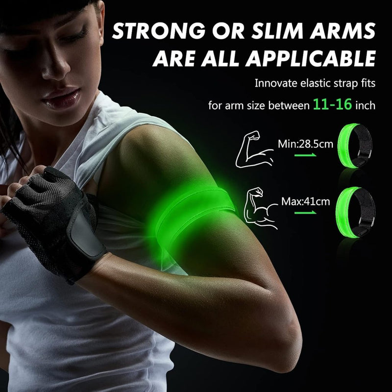 Load image into Gallery viewer, Led-armband, oplaadbaar, 2 stuks, lichtarmband, USB, reflectieformutie - happygetfit.com
