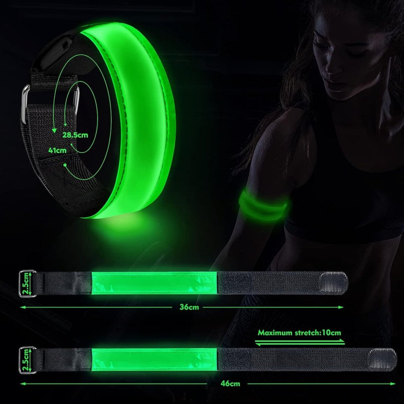 Load image into Gallery viewer, Led-armband, oplaadbaar, 2 stuks, lichtarmband, USB, reflectieformutie - happygetfit.com
