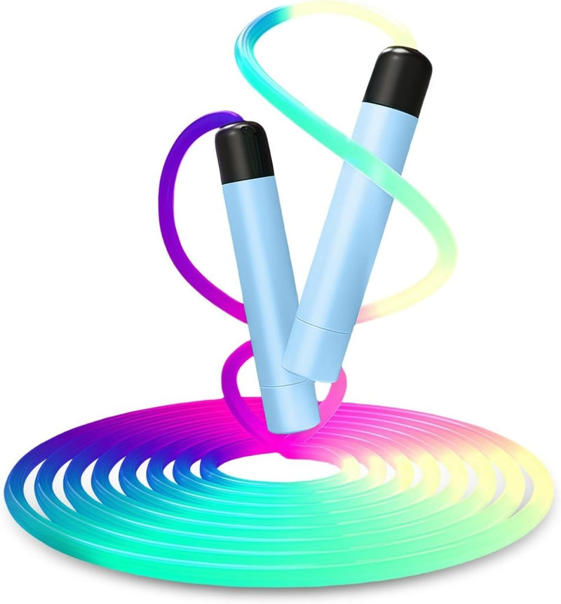 Laad afbeelding in Galerijviewer, Led springtouw 280 cm met verstelbare lengte en meerkleurige verlichting voor cardio en fitness – lichtgevend springtouw – conditietraining - happygetfit.com
