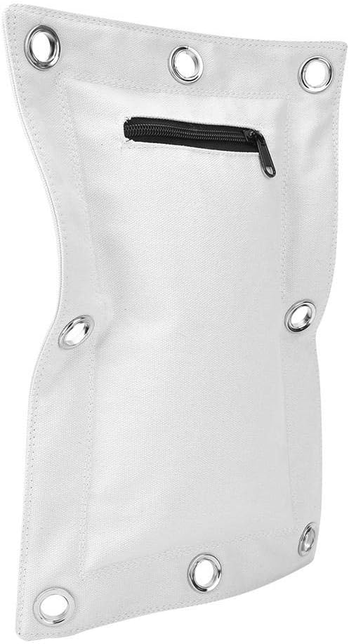 Laad afbeelding in Galerijviewer, Een wit rechthoekig paneel van duurzaam canvas met een ritsvak en metalen ringen langs de randen; ideaal voor de &quot;Ontdek de kracht van de triple bag&quot;, jouw ultieme trainingspartner voor boksen, thaiboksen en kungfu!.
