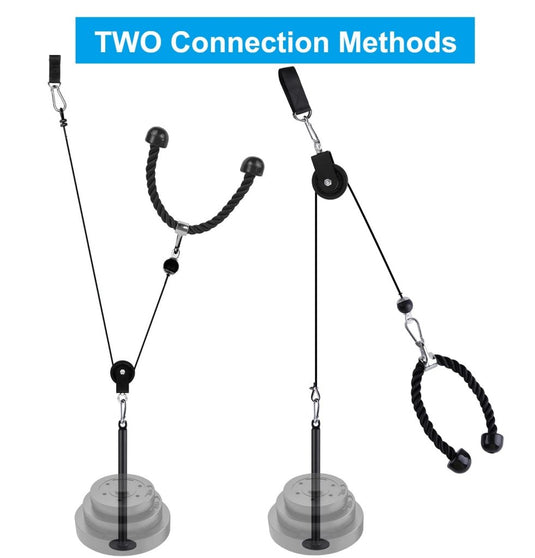 LFJ LAT Pull Down and Lift Weight Pulley System Cable Machine Pulley Attachment for Triceps Pull Down, Biceps Curl, Back, Forearm, Shoulder Home Gym Equipment - happygetfit.com