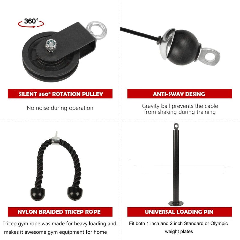 Laad afbeelding in Galerijviewer, LFJ LAT Pull Down and Lift Weight Pulley System Cable Machine Pulley Attachment for Triceps Pull Down, Biceps Curl, Back, Forearm, Shoulder Home Gym Equipment - happygetfit.com
