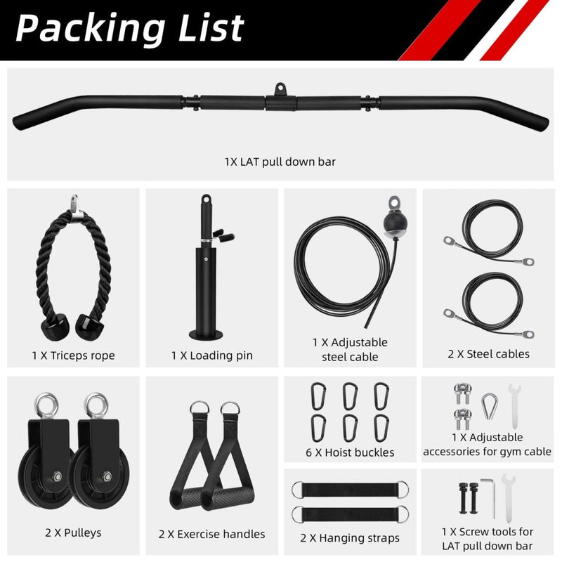 Laad afbeelding in Galerijviewer, LFJ LAT Pull Down and Lift Weight Pulley System Cable Machine Pulley Attachment for Triceps Pull Down, Biceps Curl, Back, Forearm, Shoulder Home Gym Equipment - happygetfit.com
