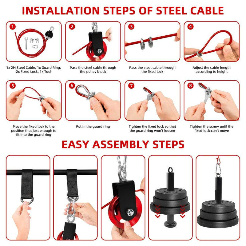 Laad afbeelding in Galerijviewer, LFJ LAT Pull Down and Lift Weight Pulley System Cable Machine Pulley Attachment for Triceps Pull Down, Biceps Curl, Back, Forearm, Shoulder Home Gym Equipment - happygetfit.com

