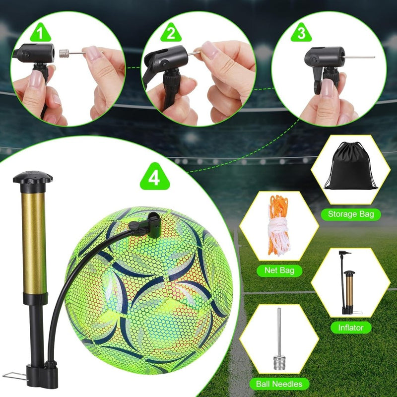 Chargez l'image dans la visionneuse de la galerie, Lichtgevende voetbal maat 5 met pomp en opbergtas groen - happygetfit.com

