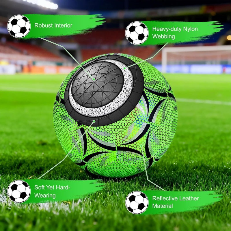 Chargez l'image dans la visionneuse de la galerie, Lichtgevende voetbal maat 5 met pomp en opbergtas groen - happygetfit.com
