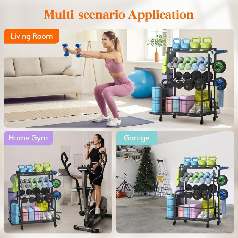 Laad afbeelding in Galerijviewer, Lifewit Weight Rack for Home Gym, Dumbbell Rack, Kettlebell Rack, Yoga Mat Holder, Home Gym Storage with Wheels for Strength Training - happygetfit.com
