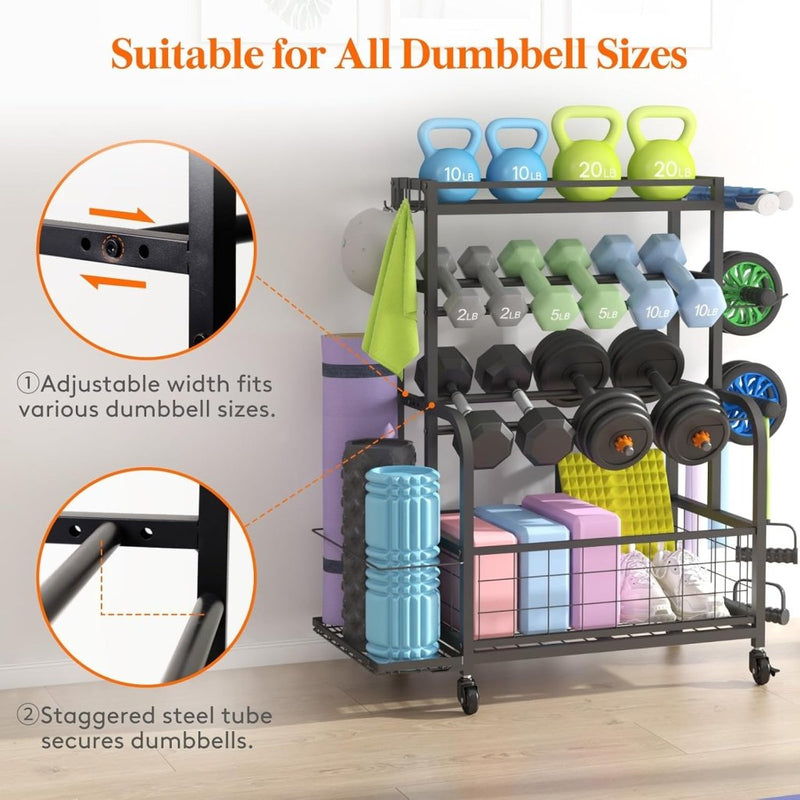 Laad afbeelding in Galerijviewer, Lifewit Weight Rack for Home Gym, Dumbbell Rack, Kettlebell Rack, Yoga Mat Holder, Home Gym Storage with Wheels for Strength Training - happygetfit.com
