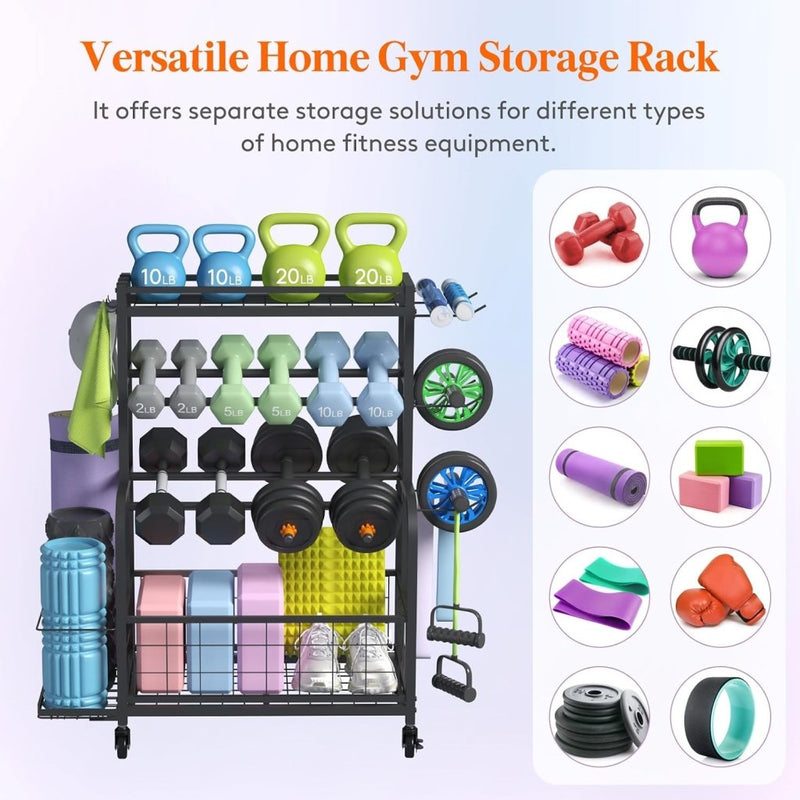 Laad afbeelding in Galerijviewer, Lifewit Weight Rack for Home Gym, Dumbbell Rack, Kettlebell Rack, Yoga Mat Holder, Home Gym Storage with Wheels for Strength Training - happygetfit.com
