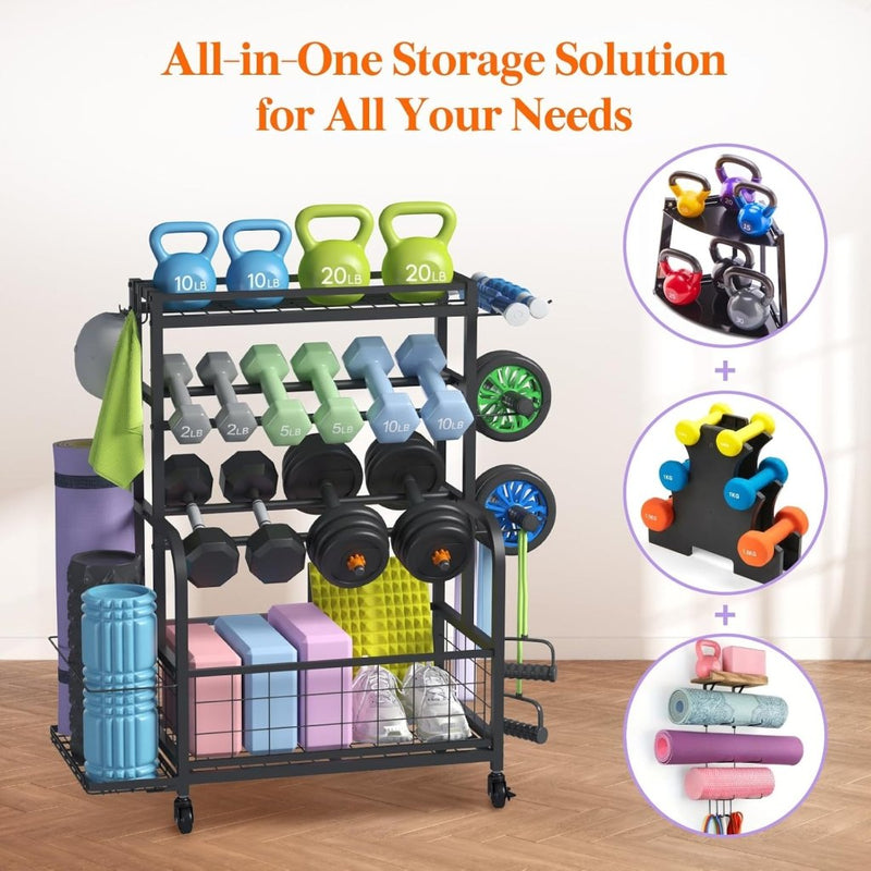 Laad afbeelding in Galerijviewer, Lifewit Weight Rack for Home Gym, Dumbbell Rack, Kettlebell Rack, Yoga Mat Holder, Home Gym Storage with Wheels for Strength Training - happygetfit.com
