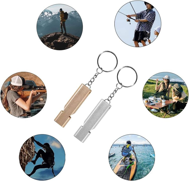 Laden Sie das Bild in Galerie -Viewer, Lmyzcbzl Trillerfluitje, 2 Stuks Noodfluitjes, Metalen Noodfluitje, Fluitje met Sleutelhanger, Voor School, Gym, Outdoor, Kamperen, Wandelen, Jagen, Klimmen - happygetfit.com
