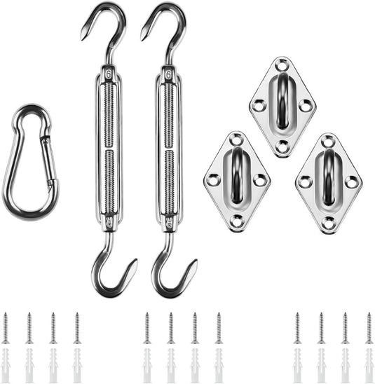 Luifel Bevestigingsset, Luifel Accessoires Montage voor Vierhoekige Driehoekige Zonnezeilen Roestvrij Staal, M6 Zonnezeil Bevestigingsset, Hardware Kit voor Driehoek en Vierkant, Rechthoekig - happygetfit.com