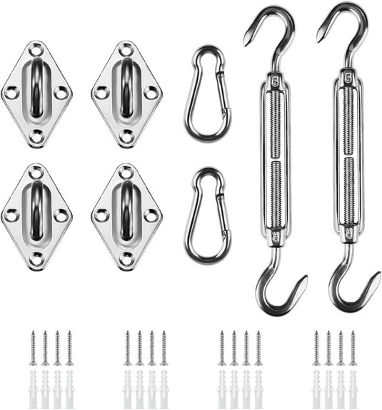 Luifel Bevestigingsset, Luifel Accessoires Montage voor Vierhoekige Driehoekige Zonnezeilen Roestvrij Staal, M6 Zonnezeil Bevestigingsset, Hardware Kit voor Driehoek en Vierkant, Rechthoekig - happygetfit.com