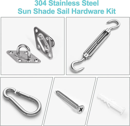 Luifel Bevestigingsset, Luifel Accessoires Montage voor Vierhoekige Driehoekige Zonnezeilen Roestvrij Staal, M6 Zonnezeil Bevestigingsset, Hardware Kit voor Driehoek en Vierkant, Rechthoekig - happygetfit.com