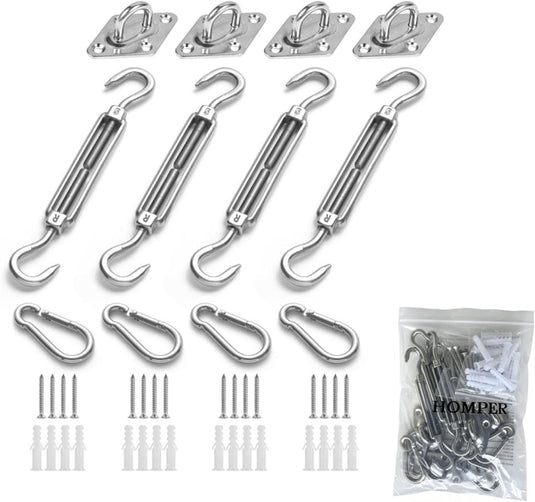 Luifel Bevestigingsset, Luifel Accessoires Montage voor Vierhoekige Driehoekige Zonnezeilen Roestvrij Staal, M6 Zonnezeil Bevestigingsset, Hardware Kit voor Driehoek en Vierkant, Rechthoekig - happygetfit.com